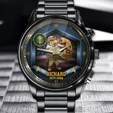 Personalized Military Tribute Watch - Custom with Military Branch, Rank, Name, Years
